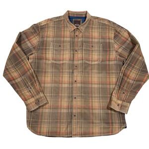 Prana Dooley Corduroy Shirt Mens XXL Plaid Pockets Long Sleeve Workwear Outdoor